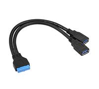 SIENOC Noir 20 broches femelle vers Dual USB 3.0 Type A buchsey Câble adaptateur plomb