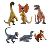 SIENON Jurassic Lot de 6 figurines dinosaures réalistes - Dilophosaurus Blue Velociraptor T-Rex Mosasaurus Brachiosaurus Pterosaur - Dinosaures - Décoration de gâteau