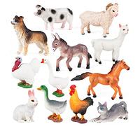 SIENON Lot de 12 figurines d'animaux de la ferme - En plastique - Pour gâteau de ferme - Pour anniversaire, fête de Noël