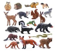 SIENON Lot de 18 figurines d'animaux de la forêt - Jouet miniature pour bébé - Chouette, hérisson, renard, écureuil, ours, singe - Pour décoration de gâteau sur le thème de la forêt