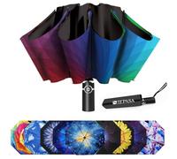SIEPASA Parapluie coupe-vent, parapluie de voyage, parapluie inversé pliable compact, un bouton pour l'ouverture et la fermeture automatiques, arc-en-ciel
