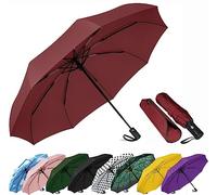 SIEPASA Parapluie de voyage compact, coupe-vent, automatique et pliable, parapluie portable pour femmes, hommes et adolescents, petite taille (bordeaux)