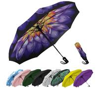 SIEPASA Parapluie de voyage compact, coupe-vent, automatique et pliable, parapluie portable pour femmes, hommes et adolescents, petite taille (nénuphar)