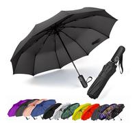 SIEPASA Parapluie de voyage compact, coupe-vent, automatique et pliable, pour femmes, hommes et adolescents (noir, 137 cm)