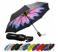 SIEPASA Parapluie de voyage compact - Coupe-vent - Ouverture et fermeture automatiques - Petit parapluie pliable pour la pluie - Léger et durable avec cadre en fibre de verre, auvent imperméable