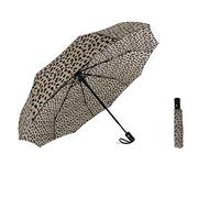 SIEPASA Parapluie de voyage compact coupe-vent, pliable, portable et automatique, pour femmes, hommes et adolescents, petite taille (imprimé léopard)