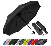 SIEPASA Parapluie de voyage compact et coupe-vent automatique pour pluie, parapluie pliable compact, petit parapluie portable coupe-vent pour hommes, femmes, adolescents (noir)