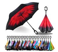 SIEPASA Spar. Saa Parapluie inversé double couche avec poignée en forme de C, anti-UV, imperméable et coupe-vent, pour utilisation en extérieur