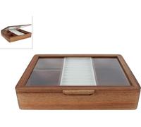 Sieradendoos Jet naturel acacia 19x19x22cm
