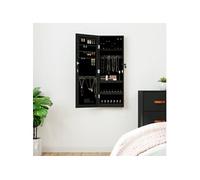 vidaXL Armoire à bijoux avec miroir et éclairage LED mural noir Multicolore
