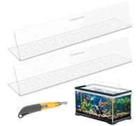Sieral Lot de 2 auvents en polycarbonate de 58 x 42 x 0,3 cm pour aquarium de 75/90/110 avec support central, couvercle d'aquarium avec couteau à crochet, trou respirant et poignée, transparent