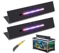 Sieral Lot de 2 couvercles d'aquarium en polycarbonate avec lumière LED avec support central - Couvercle d'aquarium avec couteau à crochet (noir, 91,4 x 45,7 cm)