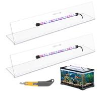 Sieral Lot de 2 couvercles d'aquarium en polycarbonate avec lumière LED avec support central - Couvercle d'aquarium avec un couteau à crochet (transparent, 91,4 x 45,7 cm)