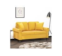 vidaXL Lot de 2 Coussins Décoratifs, Oreillers de Balcon, Coussins de Sièges Patio Jardinage Jardin Terrasse Extérieur, Jaune Velours