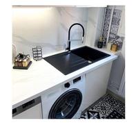 Sierra Évier réversible 1 cuve 1 égouttoir en résine - Noir - Essebagno