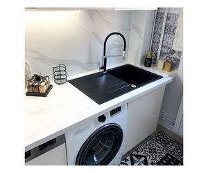 Sierra Évier réversible 1 cuve 1 égouttoir en résine - Noir - Essebagno