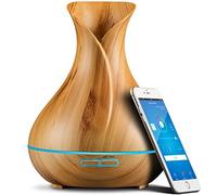 Diffuseur d'huiles essentielles sans fil Smart Wi-Fi - Fonctionne avec Alexa, Google Home, application téléphone - Diffuseur ultrasonique 400 ml - Programmations - LED et minuterie Grain clair.