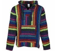 Siesta Baja Sweat à Capuche - Haut à Capuche - Pull à Capuche - Jerga Mexicain à Capuche Baja Hoodie pour Homme et Femme - Arc-en-Ciel - L
