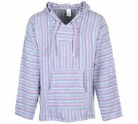 Siesta Baja Sweat à Capuche - Haut à Capuche - Pull à Capuche - Jerga Mexicain à Capuche Baja Hoodie pour Homme et Femme - Pastel Rose et Bleu - XXL