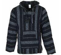 Siesta Baja Sweat à Capuche - Haut à Capuche - Pull à Capuche - Jerga Mexicain à Capuche Baja Hoodie pour Homme et Femme - Rayure Gris Foncé - XL