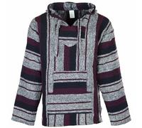 Siesta Baja Sweat à Capuche - Haut à Capuche - Pull à Capuche - Jerga Mexicain à Capuche Baja Hoodie pour Homme et Femme - Bordeaux, Noir et Blanc - M