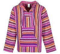 Siesta Baja Sweat à Capuche - Haut à Capuche - Pull à Capuche - Jerga Mexicain à Capuche Baja Hoodie pour Homme et Femme - Rayure Rose - XL