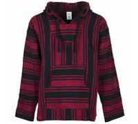 Siesta Baja Sweat à Capuche - Haut à Capuche - Pull à Capuche - Jerga Mexicain à Capuche Baja Hoodie pour Homme et Femme - Rouge et Noir - M