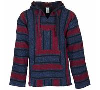 Siesta Baja Sweat à Capuche - Haut à Capuche - Pull à Capuche - Jerga Mexicain à Capuche Baja Hoodie pour Homme et Femme - Rouge, Bleu et Noir - XL
