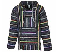 Siesta Baja Sweat à Capuche - Pull Jerga Mexicain pour Homme et Femme - Gris Multicolore - L
