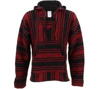 Siesta Haut hippie mexicain Baja Jerga rouge et noir à capuche, rouge/noir, XL