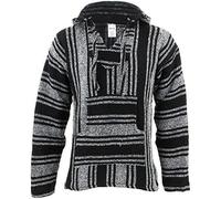 Siesta Mexicain Baja Jerga à Capuche Hippie Sauteur - Noir & Blanc, XXL