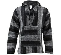 Siesta Mexicain Baja Jerga à Capuche Hippie Sauteur - Nuances de Gris, XL