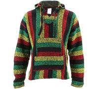 Siesta Mexicain Baja Jerga à Capuche Hippie Sauteur - Rasta, XXL