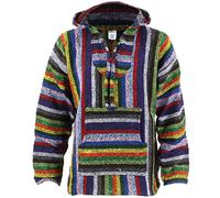 Siesta Mexicain Baja Jerga Hippie Capuche - Pull Vibrant Rayure - Vibrant rayure, Vibrant Rayure, L