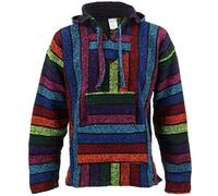 Siesta Pull à capuche style hippie mexicain Baja Jerga - Rainbow, Arc-en-ciel, M