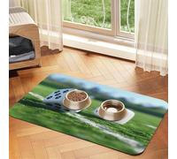 Sieve on the Grass Tapis de nourriture pour animaux de compagnie 60 x 40 cm absorbant et antidérapant en cuir synthétique avec fond en caoutchouc et dessous en caoutchouc à séchage rapide