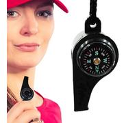 Sifflet de camping avec boussole, sifflet multifonction 3 en 1, boussole, randonnée et survie avec thermomètres - Outil multifonction d'extérieur - Sifflet de survie bruyant - Équipement de survie en
