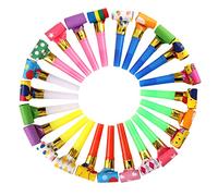 Sifflet de Couleur, Souffleur de Partie, Trompette Multicolore, Sifflet Anniversaire, Sifflet Anniversaire Party - 100 Pièces, 7,5 cm plié et 25 cm gonflé, Multicolore, PVC non toxique