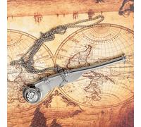Sifflet de maître d'équipage en Laiton fabriqué à la Main avec chaîne et étui incrusté d'ancre en Palissandre fabriqué à la Main | Collection de décors de Pirates | Décor Maritime (plaqué Nickel)