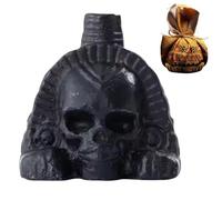 Sifflet de mort aztèque authentique en résine avec sac à cordon, accessoires gothiques d'Halloween pour survie, extérieur, adultes, jeunes, 7,5 x 6,5 x 7,8 cm