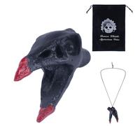 Sifflet de Mort Aztèque, Crâne de Corbeau Sifflet de Guerre Aztèque avec Sac à Cordon et Cordon 125 dB Cris Humains Authentiques pour Collection Halloween Cadeau du Festival des Morts