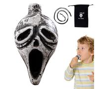 Sifflet de mort aztèque le plus fort - Sifflet d'Halloween de guerre aztèque hurlant, crâne de mort le plus fort avec des cris humains, crâne de collection pour décoration artistique légère, compacte