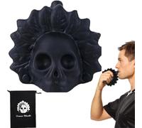 Sifflet de Mort Aztèque, Sifflet de Guerre Aztèque Hurlant, Cris Humains Authentiques Les Plus Puissants, Sifflet de Guerre Aztèque Avec Étui à Cordon (Sifflet Dieu du Vent Noir)