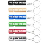 Sifflet de sécurité personnalisable par gravure, sifflet de survie d'urgence en aluminium pour outdoor, kit 1 à 10 sifflets gravés avec texte ou logo, porte-clés inclus,double ton aigu pour camping