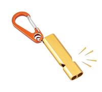 Sifflet de sécurité pour Le Camping, sifflet à décibels élevés | Sifflet de Survie en métal à Double Tube,Sifflet Haute résistance avec Boucle en D, sifflet de sécurité extérieur pour Le Camping