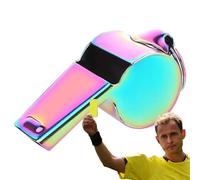 Sifflet de sport en acier inoxydable avec cordon - Accessoire d'extérieur multifonction pour basket-ball, volley-ball, entraînement d'arbitres, officiels en plein air