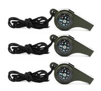 Sifflet de survie 3 en 1 avec thermomètre Plus pour boussole pour randonnée, camping, utilisation avec son puissant décibel, outil militaire léger (3 pièces)