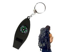 Sifflet de survie boussole multifonction 4 en 1 porte-clés de sécurité | Sifflet fort avec lecteur de température, loupe, accessoire indispensable pour la randonnée en plein air camping