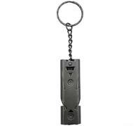 Sifflet de survie double tube 150 dB avec porte-clés, accessoire de sécurité en acier inoxydable pour signalisation en camping, randonnée, sport (noir)