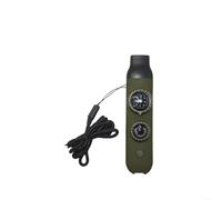 Sifflet de survie multifonctionnel avec boussole intégrée, lumière LED lumineuse, loupe 2x, miroir réfléchissant et thermomètre (vert)